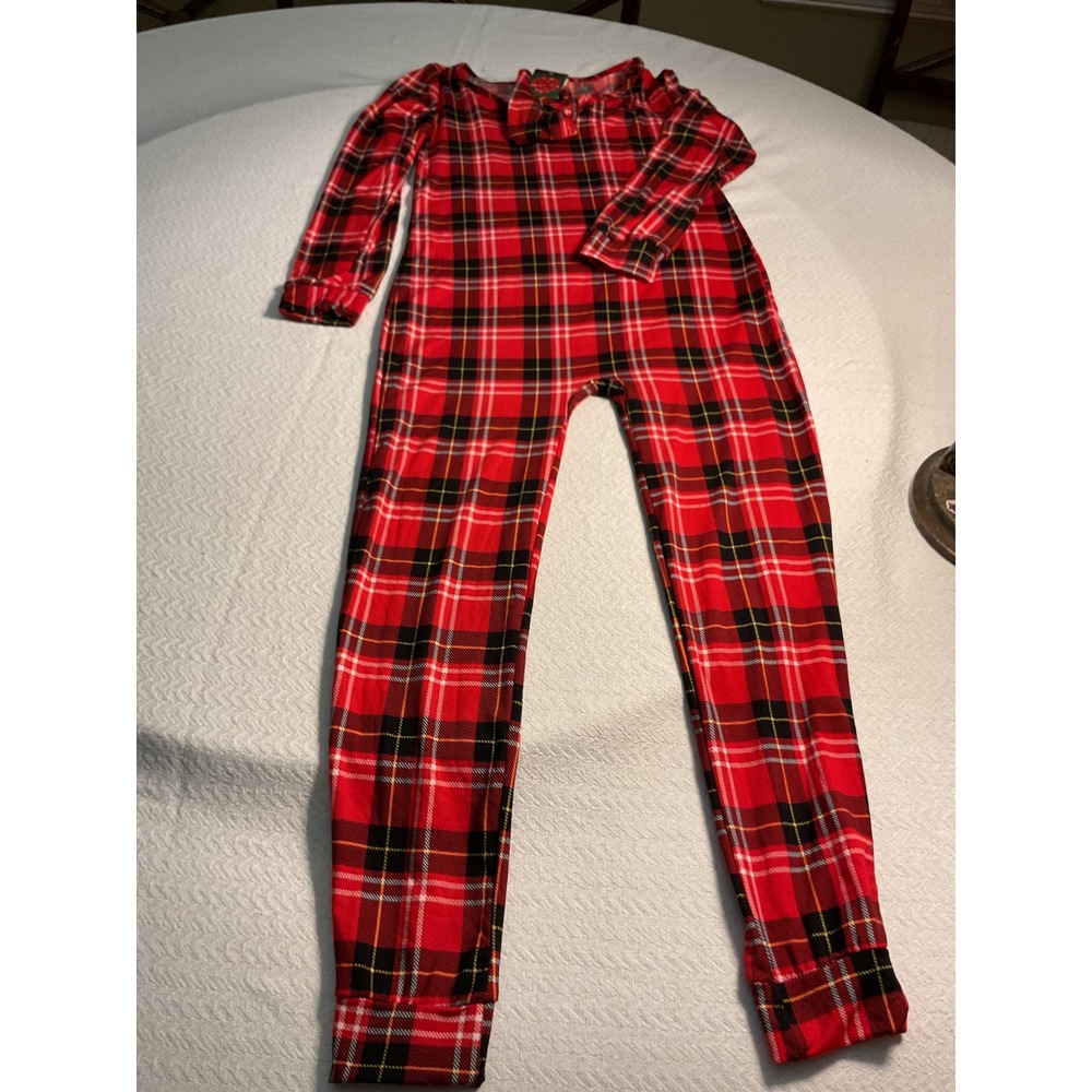 Women's SoHo Red Plaid One‎ Piece Pajama Jumpsuit Sleepwear Holiday NWT